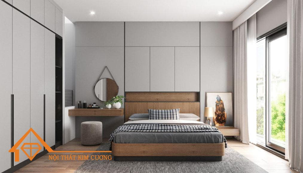 Bộ nội thất phòng ngủ gỗ công nghiệp - GCN013 của nội thất Kim Cương sẽ là lựa chọn hoàn hảo cho không gian phòng ngủ của bạn với thiết kế sang trọng, đẳng cấp và tiện nghi. Hãy để nội thất Kim Cương mang lại cho bạn giấc ngủ ngon nhất.